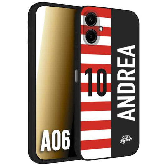 CUSTOMIZZA - Custodia cover nera morbida in tpu compatibile per Samsung A06 personalizzata calcio football nome e numero calciatori bianco rossa