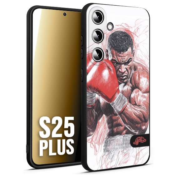 CUSTOMIZZA - Custodia cover nera morbida in tpu compatibile per Samsung S25 PLUS pugilato pugili disegno tattoo guantoni boxer pesi massimi iron mike
