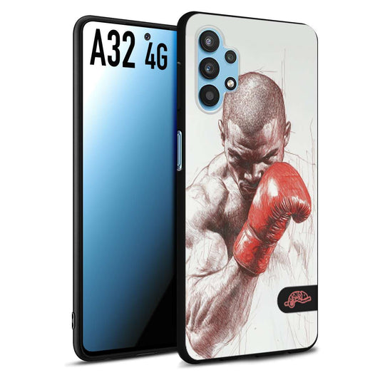 CUSTOMIZZA - Custodia cover nera morbida in tpu compatibile per Samsung A32 4G pugilato pugili disegno tattoo guantoni box sport primo piano