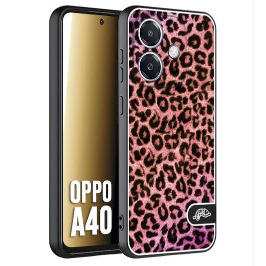 CUSTOMIZZA - Custodia cover nera morbida in tpu compatibile per Oppo A40 leopardato maculato donna rosa leopard