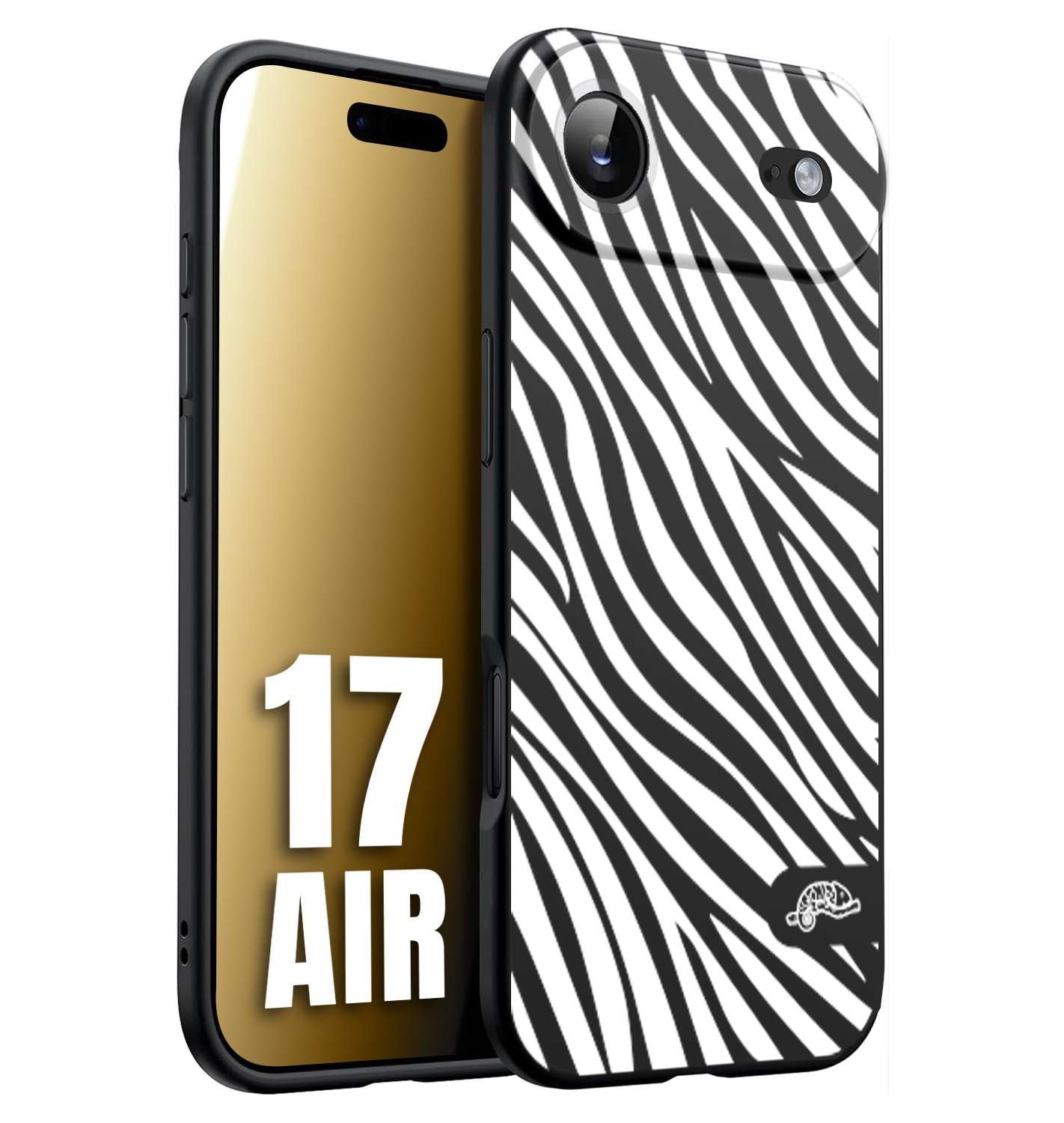 CUSTOMIZZA - Custodia cover nera morbida in tpu compatibile per iPhone 17 AIR zebrata maculata a rilievo soft touch donna bianca