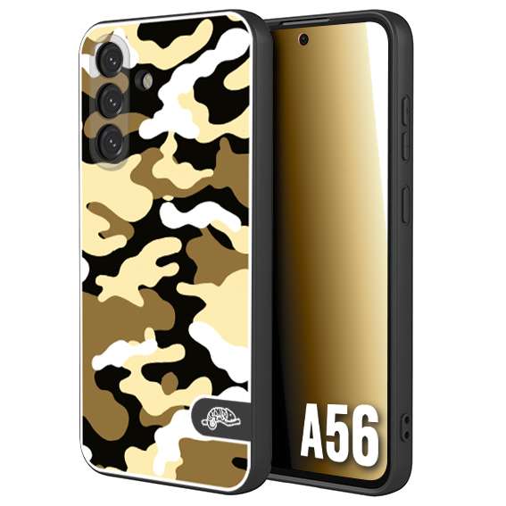 CUSTOMIZZA - Custodia cover nera morbida in tpu compatibile per Samsung A56 5G camouflage mimetico militare giallo desert brown