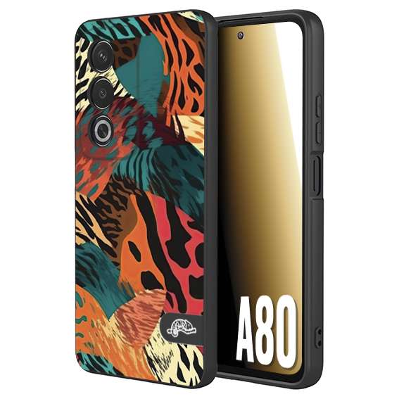 CUSTOMIZZA - Custodia cover nera morbida in tpu compatibile per Oppo A80 leopardato tigrato tiger colorata summer arancio verde fucsia
