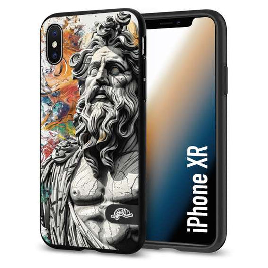 CUSTOMIZZA - Custodia cover nera morbida in tpu compatibile per iPhone Xr statua colorata moderna antico tattoo splash color