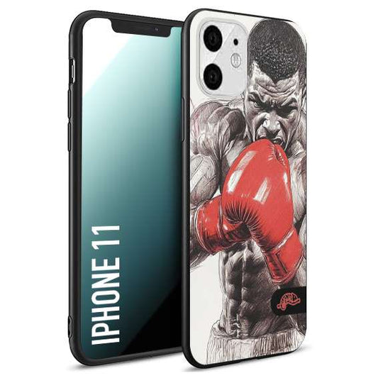 CUSTOMIZZA - Custodia cover nera morbida in tpu compatibile per iPhone 11 pugilato pugili disegno tattoo guantoni box pesi massimi gancio