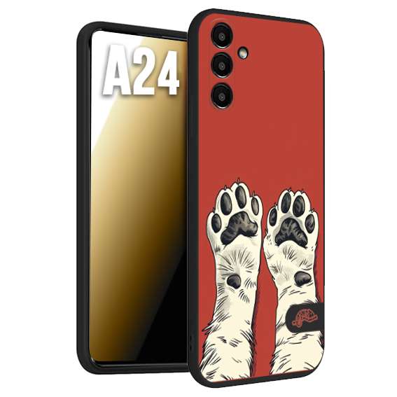 CUSTOMIZZA - Custodia cover nera morbida in tpu compatibile per Samsung A24 zampe di gatto cat paws rossa red disegnata fumetto cartoon