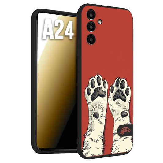 CUSTOMIZZA - Custodia cover nera morbida in tpu compatibile per Samsung A24 zampe di gatto cat paws rossa red disegnata fumetto cartoon