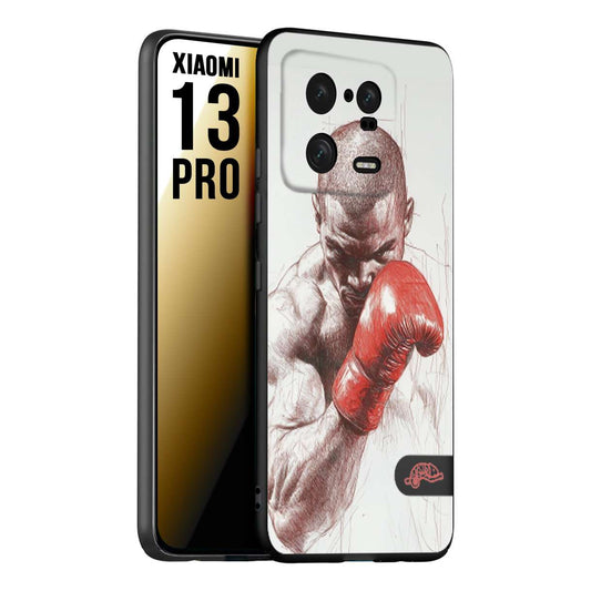 CUSTOMIZZA - Custodia cover nera morbida in tpu compatibile per Xiaomi 13 PRO pugilato pugili disegno tattoo guantoni box sport primo piano