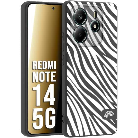 CUSTOMIZZA - Custodia cover nera morbida in tpu compatibile per Xiaomi Redmi Note 14 5G zebrata maculata a rilievo soft touch donna bianca