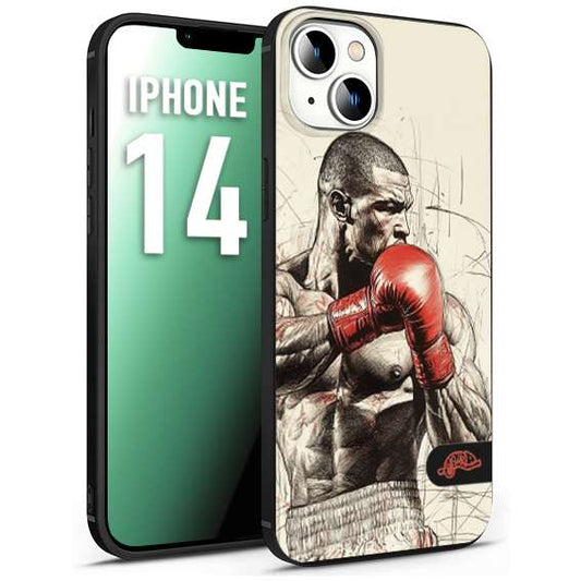 CUSTOMIZZA - Custodia cover nera morbida in tpu compatibile per iPhone 14 pugilato pugili disegno tattoo guantoni box sport ring