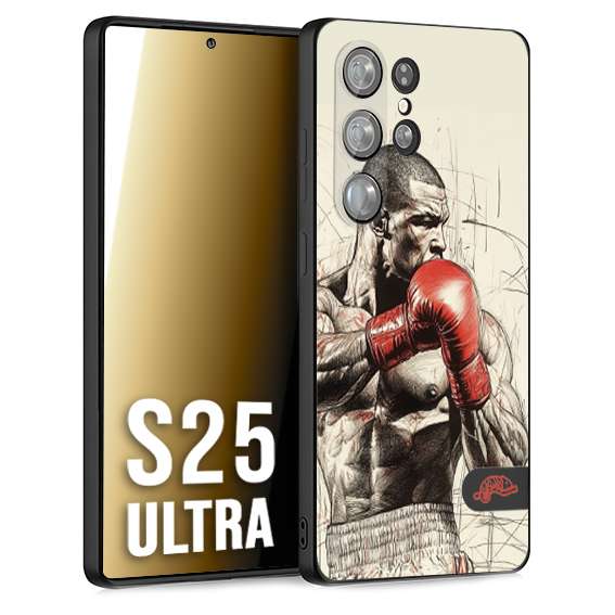 CUSTOMIZZA - Custodia cover nera morbida in tpu compatibile per Samsung S25 ULTRA pugilato pugili disegno tattoo guantoni box sport ring