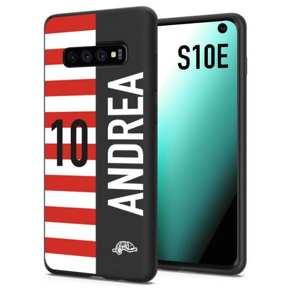 CUSTOMIZZA - Custodia cover nera morbida in tpu compatibile per Samsung S10E personalizzata calcio football nome e numero calciatori bianco rossa