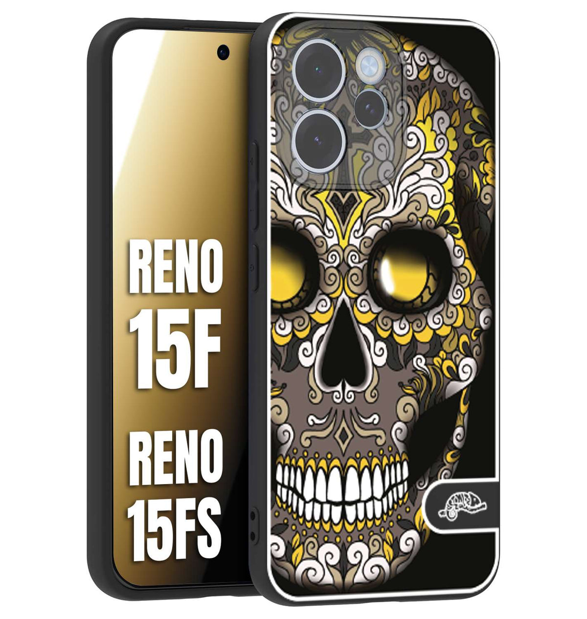 CUSTOMIZZA - Custodia cover nera morbida in tpu compatibile per Oppo Reno 15 F - Reno 15 FS effetto marmo marble verde green venature dorato pietra