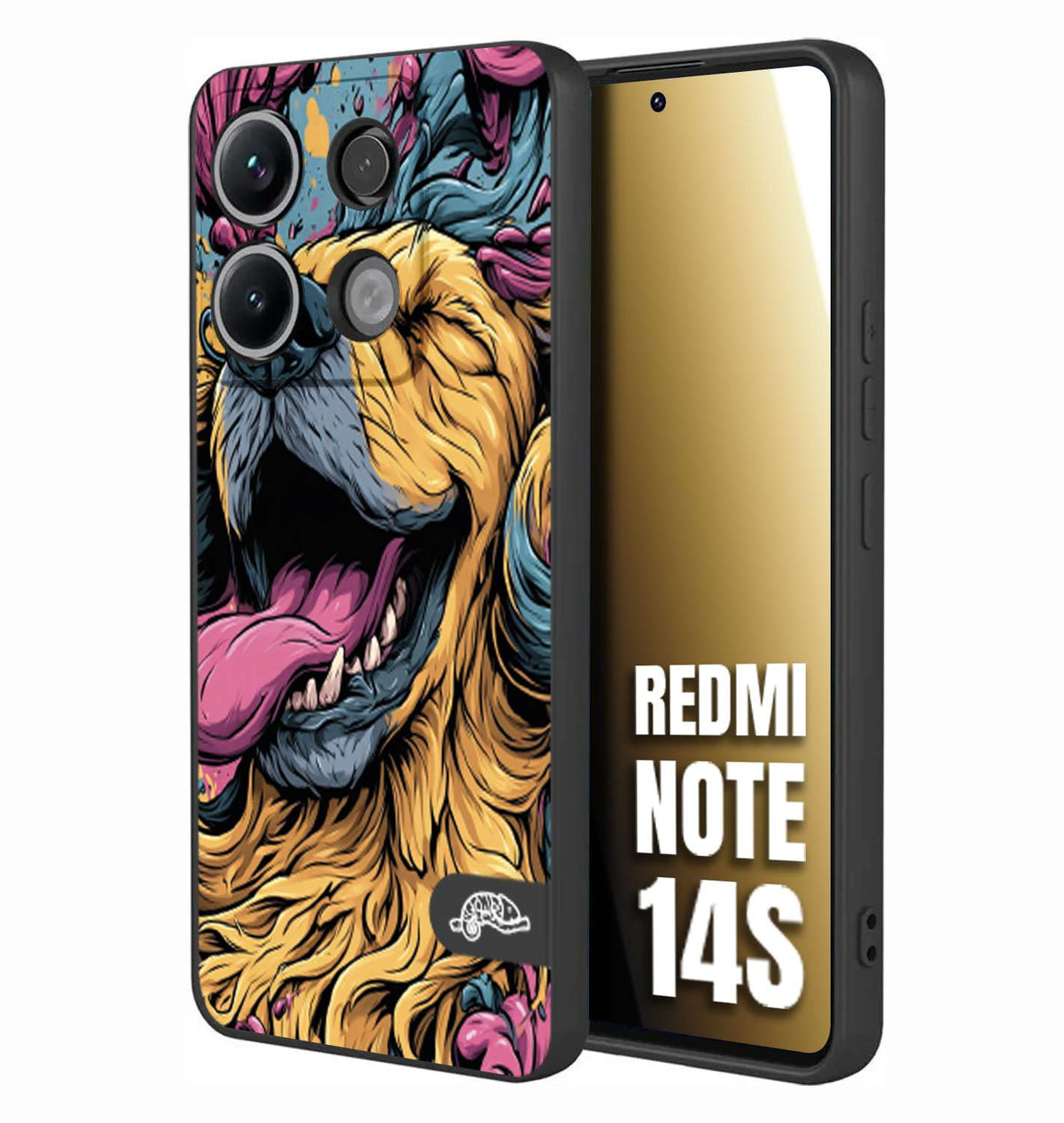 CUSTOMIZZA - Custodia cover nera morbida in tpu compatibile per Xiaomi Redmi Note 14S Golden Retriever illustrazione cane pop art cane street art cartone animato
