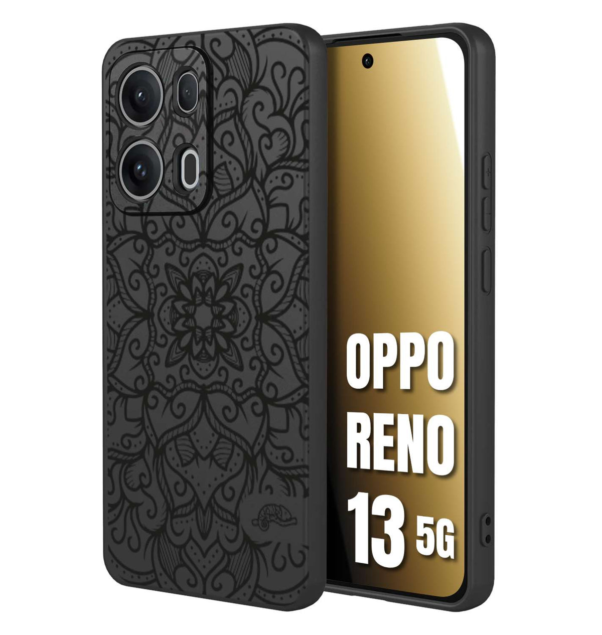 CUSTOMIZZA - Custodia cover nera morbida in tpu compatibile per Oppo Reno 13 5G mandala nero fiore vedo non vedo donna