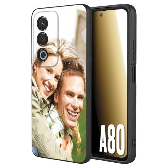 CUSTOMIZZA - Custodia cover nera morbida in tpu compatibile per Oppo A80 personalizzata con foto immagine scritta a piacere