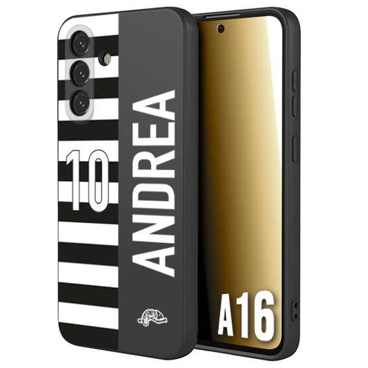 CUSTOMIZZA - Custodia cover nera morbida in tpu compatibile per Samsung A16 personalizzata calcio football nome e numero calciatori bianconera