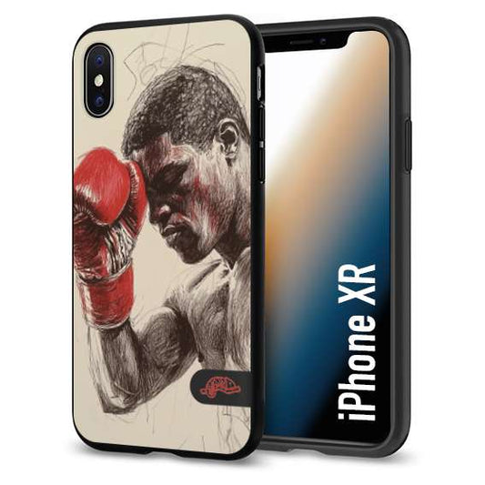 CUSTOMIZZA - Custodia cover nera morbida in tpu compatibile per iPhone Xr pugilato pugili disegno tattoo guantoni boxer pesi massimi