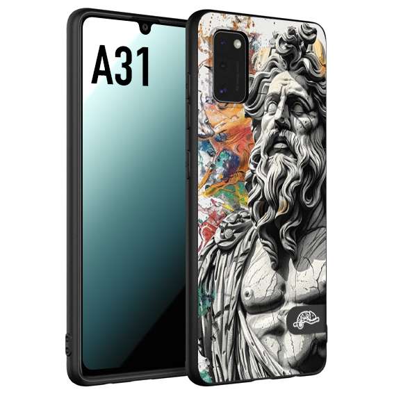 CUSTOMIZZA - Custodia cover nera morbida in tpu compatibile per Samsung A31 statua colorata moderna antico tattoo splash color