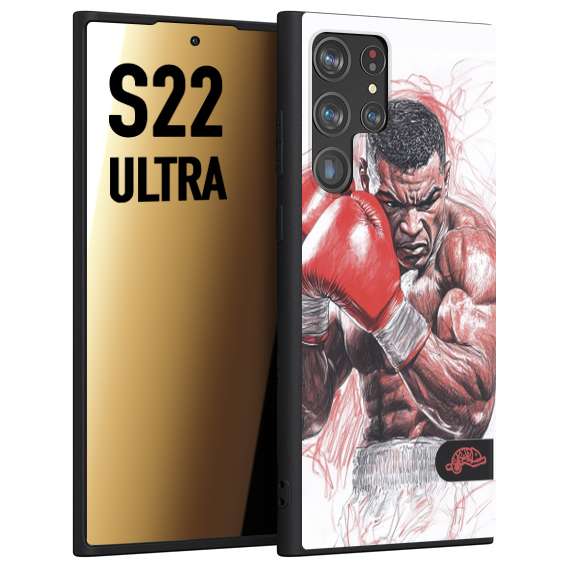 CUSTOMIZZA - Custodia cover nera morbida in tpu compatibile per Samsung S22 ULTRA pugilato pugili disegno tattoo guantoni boxer pesi massimi iron mike