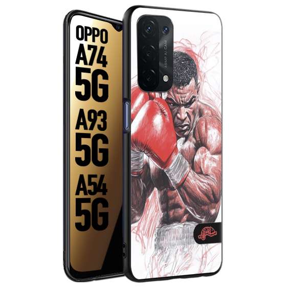 CUSTOMIZZA - Custodia cover nera morbida in tpu compatibile per Oppo A74 5G - A93 5G - A54 5G pugilato pugili disegno tattoo guantoni boxer pesi massimi iron mike