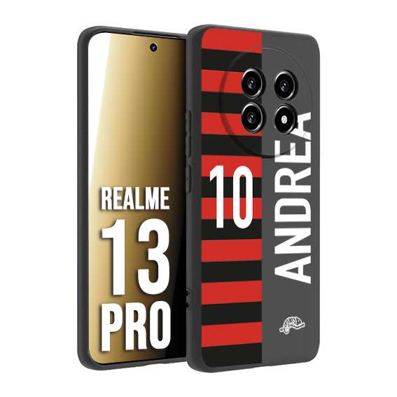 CUSTOMIZZA - Custodia cover nera morbida in tpu compatibile per Realme 13 PRO personalizzata calcio football nome e numero calciatori rossonera