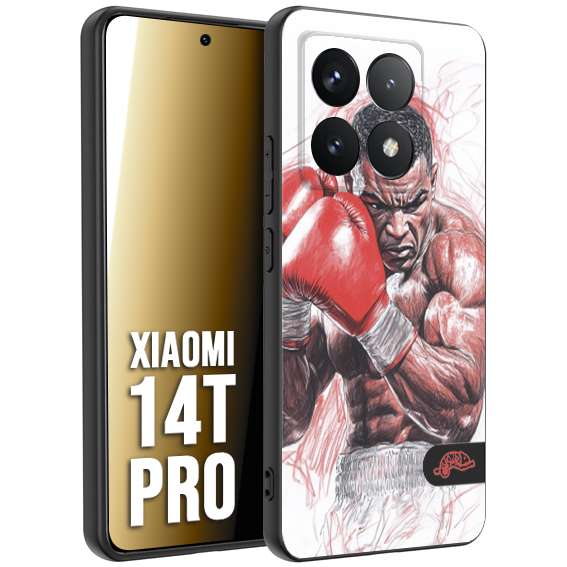 CUSTOMIZZA - Custodia cover nera morbida in tpu compatibile per Xiaomi 14T PRO pugilato pugili disegno tattoo guantoni boxer pesi massimi iron mike