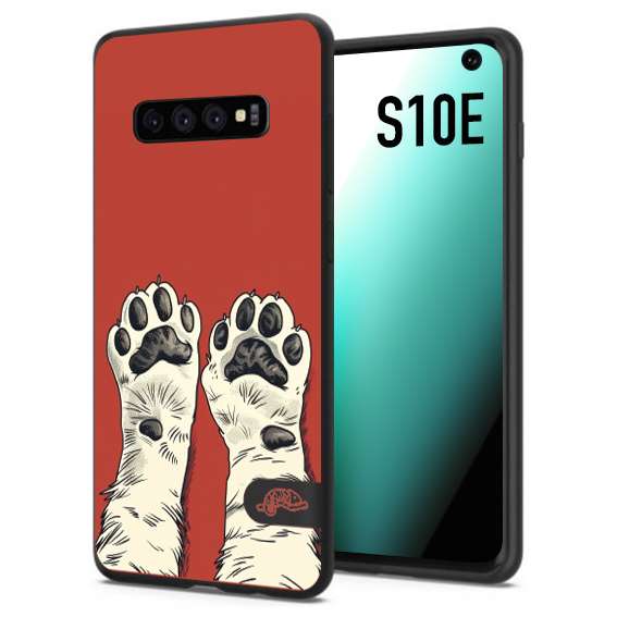 CUSTOMIZZA - Custodia cover nera morbida in tpu compatibile per Samsung S10E zampe di gatto cat paws rossa red disegnata fumetto cartoon