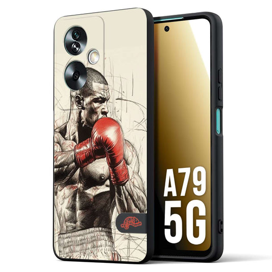 CUSTOMIZZA - Custodia cover nera morbida in tpu compatibile per Oppo A79 5G pugilato pugili disegno tattoo guantoni box sport ring