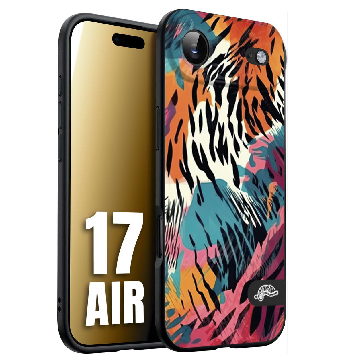 CUSTOMIZZA - Custodia cover nera morbida in tpu compatibile per iPhone 17 AIR leopardato maculato tigrato tiger colorata summer color