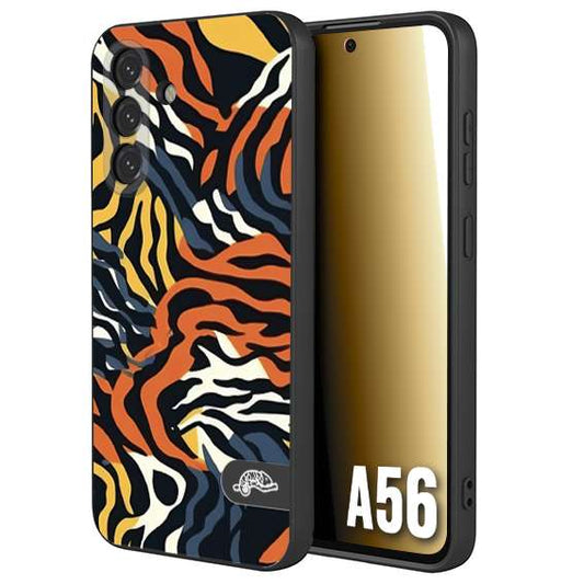 CUSTOMIZZA - Custodia cover nera morbida in tpu compatibile per Samsung A56 5G leopardato maculato tigrato tiger colorata gialla blu arancio