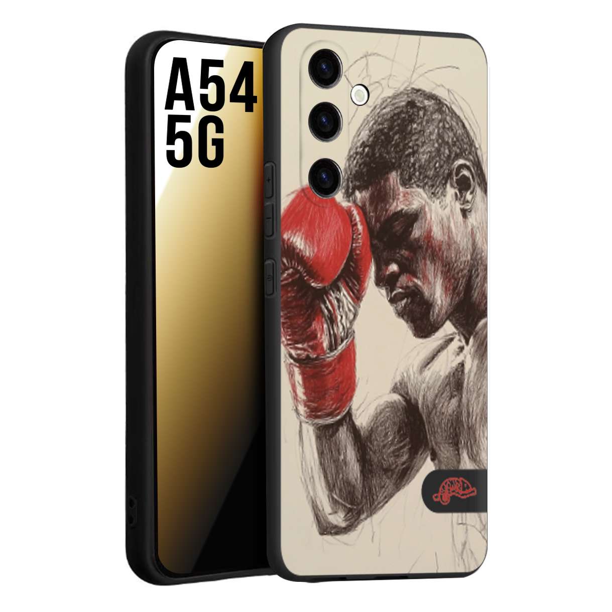 CUSTOMIZZA - Custodia cover nera morbida in tpu compatibile per Samsung A54 5G pugilato pugili disegno tattoo guantoni boxer pesi massimi