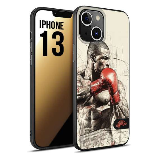 CUSTOMIZZA - Custodia cover nera morbida in tpu compatibile per iPhone 13 pugilato pugili disegno tattoo guantoni box sport ring