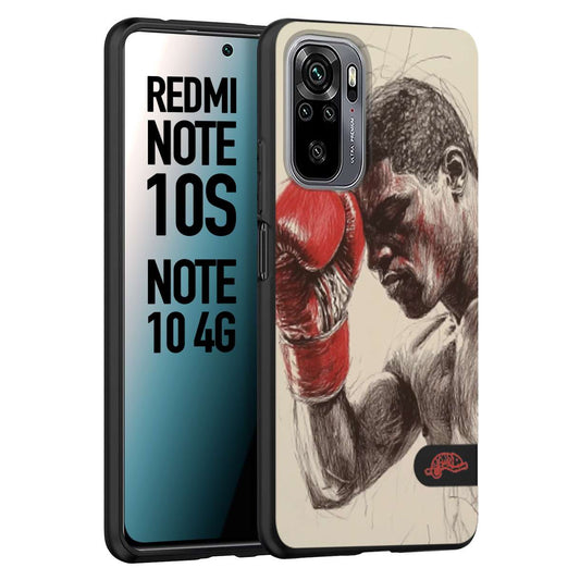 CUSTOMIZZA - Custodia cover nera morbida in tpu compatibile per Xiaomi Redmi Note 10S pugilato pugili disegno tattoo guantoni boxer pesi massimi