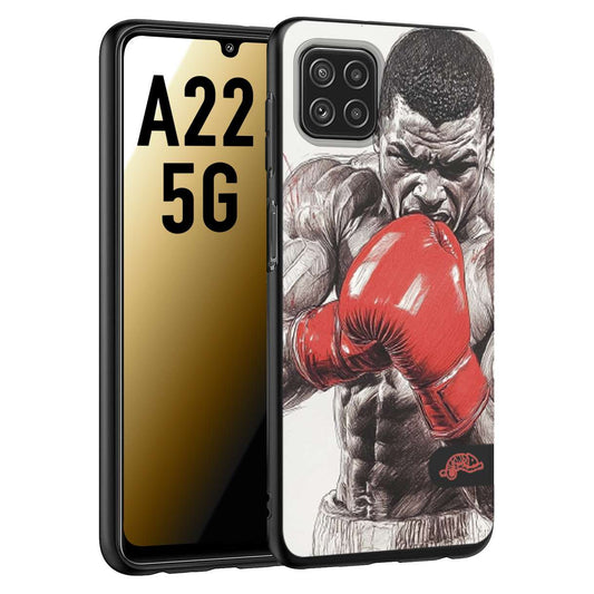CUSTOMIZZA - Custodia cover nera morbida in tpu compatibile per Samsung A22 5G pugilato pugili disegno tattoo guantoni box pesi massimi gancio