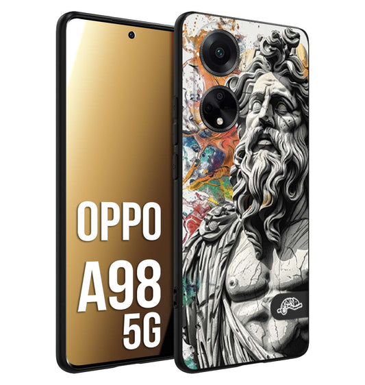 CUSTOMIZZA - Custodia cover nera morbida in tpu compatibile per Oppo A98 5G statua colorata moderna antico tattoo splash color
