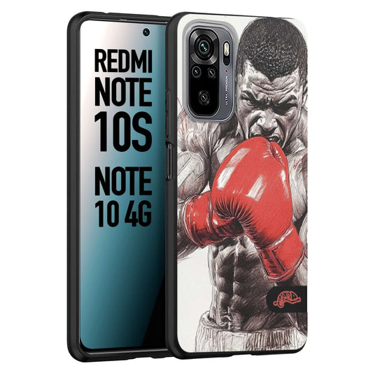 CUSTOMIZZA - Custodia cover nera morbida in tpu compatibile per Xiaomi Redmi Note 10S pugilato pugili disegno tattoo guantoni box pesi massimi gancio