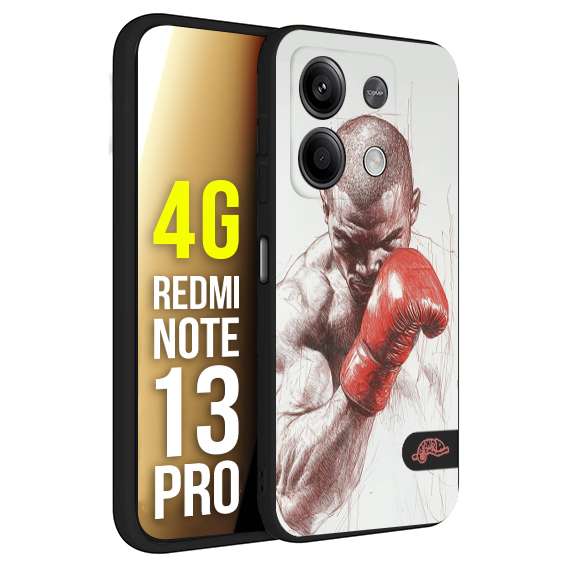 CUSTOMIZZA - Custodia cover nera morbida in tpu compatibile per Xiaomi Redmi Note 13 PRO 4G pugilato pugili disegno tattoo guantoni box sport primo piano