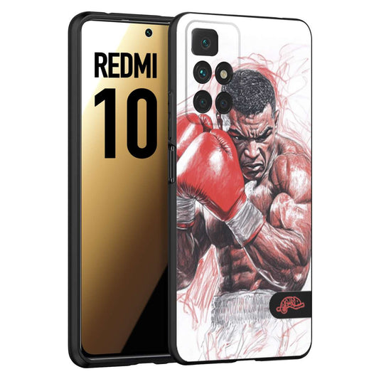 CUSTOMIZZA - Custodia cover nera morbida in tpu compatibile per Xiaomi Redmi 10 pugilato pugili disegno tattoo guantoni boxer pesi massimi iron mike