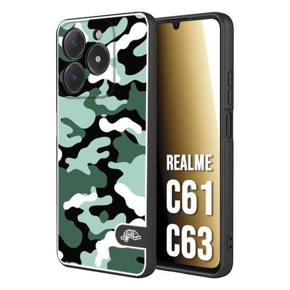 CUSTOMIZZA - Custodia cover nera morbida in tpu compatibile per Oppo C61 - C63 camouflage mimetico militare verde green