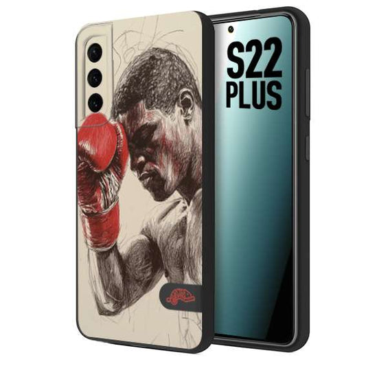 CUSTOMIZZA - Custodia cover nera morbida in tpu compatibile per Samsung S22 PLUS pugilato pugili disegno tattoo guantoni boxer pesi massimi