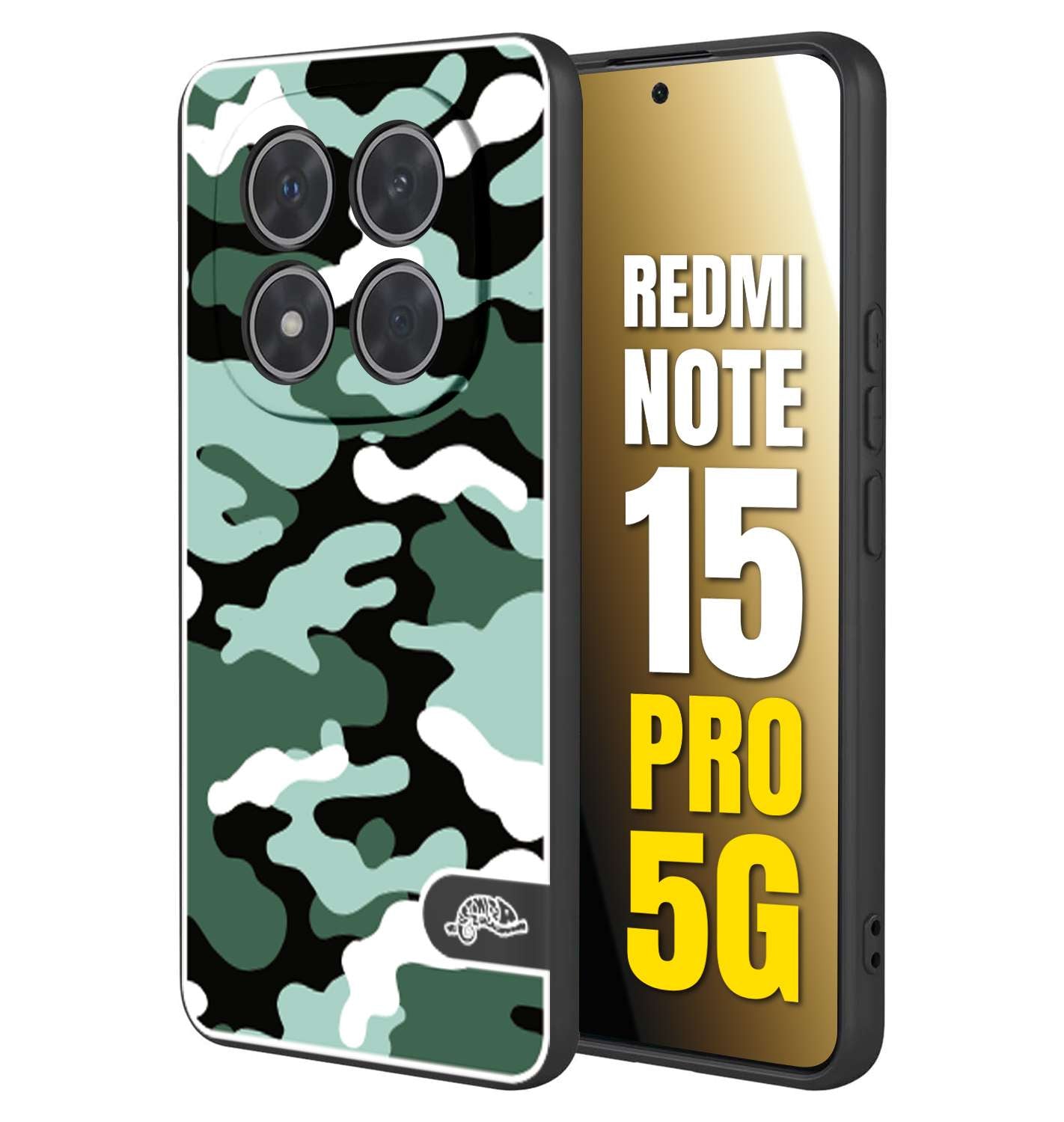 CUSTOMIZZA - Custodia cover nera morbida in tpu compatibile per Xiaomi Redmi Note 15 PRO 5G camouflage mimetico militare verde green