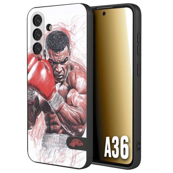 CUSTOMIZZA - Custodia cover nera morbida in tpu compatibile per Samsung A36 pugilato pugili disegno tattoo guantoni boxer pesi massimi iron mike