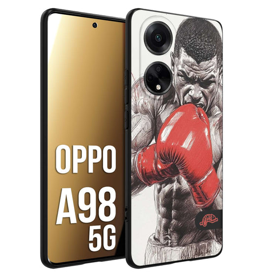 CUSTOMIZZA - Custodia cover nera morbida in tpu compatibile per Oppo A98 5G pugilato pugili disegno tattoo guantoni box pesi massimi gancio