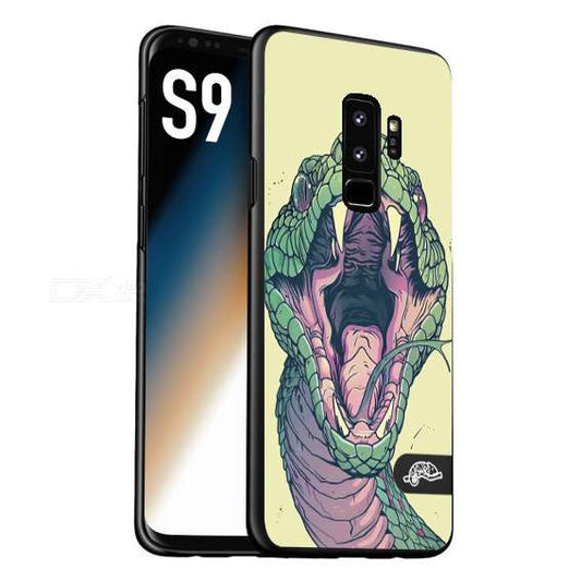 CUSTOMIZZA - Custodia cover nera morbida in tpu compatibile per Samsung S9 snake yellow green serpente tatuaggio tattoo disegnato a mano