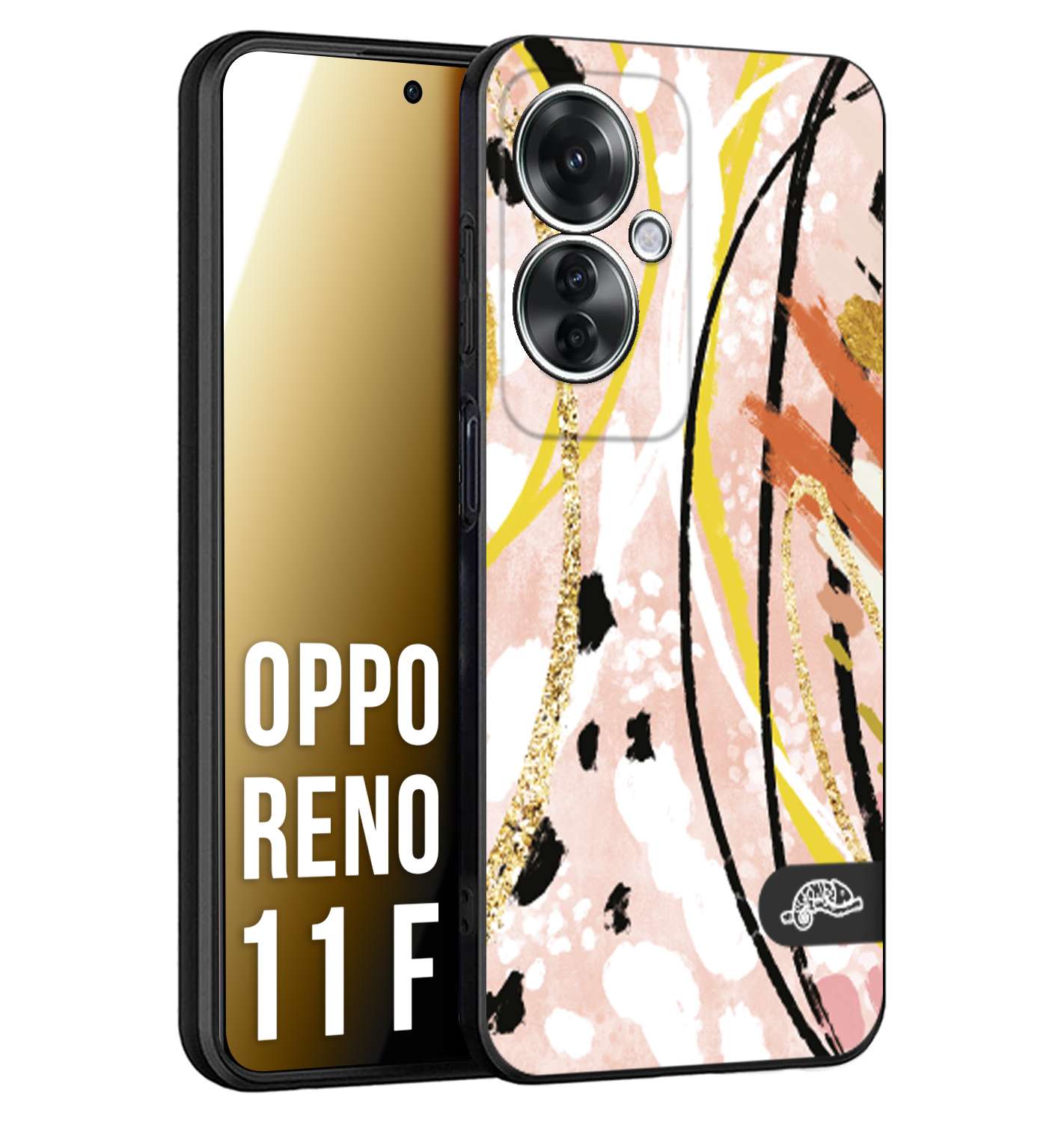 CUSTOMIZZA - Custodia cover nera morbida in tpu compatibile per Oppo Reno 11 F 5G fiori astratti donna zebrato leopardato fantasia dorata gialla rosa colorata