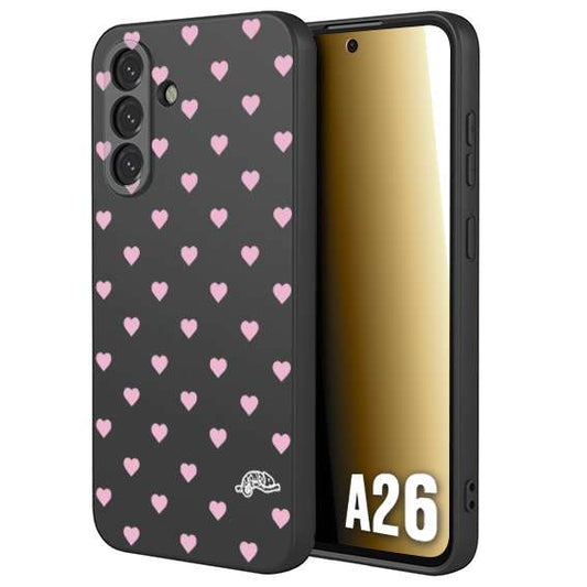 CUSTOMIZZA - Custodia cover nera morbida in tpu compatibile per Samsung A26 cuori pois rosa su nero donna pin up vintage