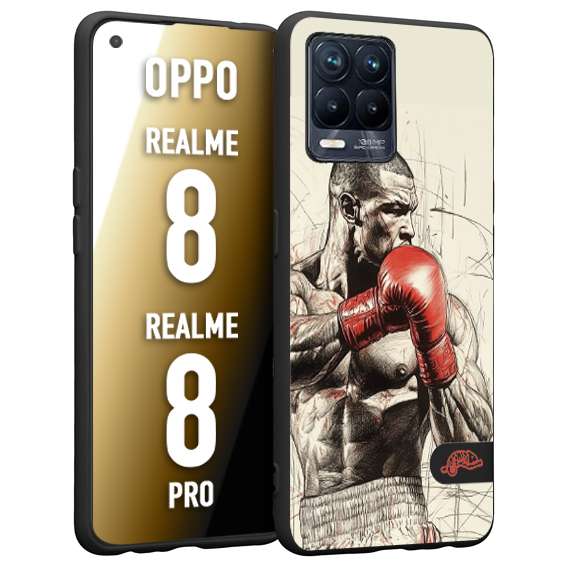 CUSTOMIZZA - Custodia cover nera morbida in tpu compatibile per Realme 8 - 8 PRO pugilato pugili disegno tattoo guantoni box sport ring