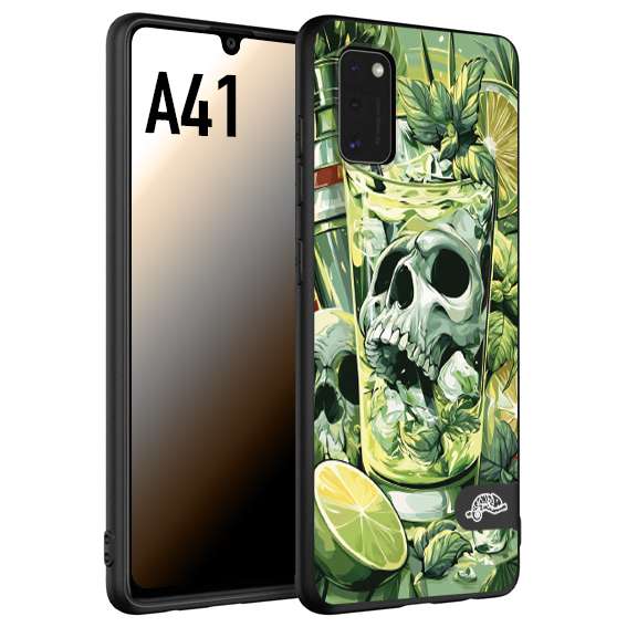 CUSTOMIZZA - Custodia cover nera morbida in tpu compatibile per Samsung A41 Mojito cocktail teschio illustrazione drink lime menta ghiacci tropicale street art