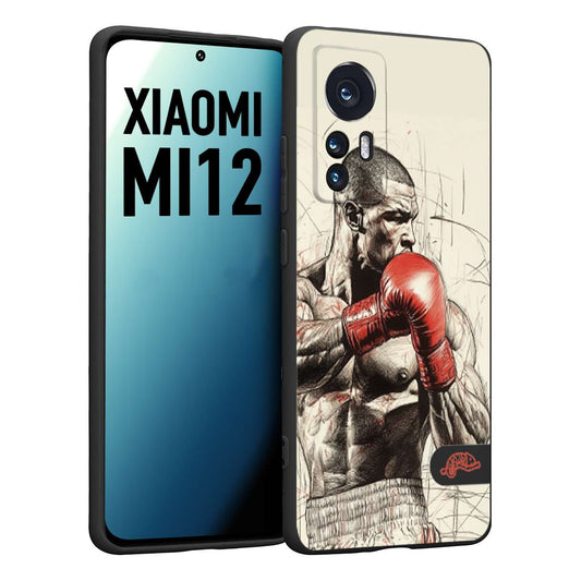 CUSTOMIZZA - Custodia cover nera morbida in tpu compatibile per Xiaomi 12 5G pugilato pugili disegno tattoo guantoni box sport ring